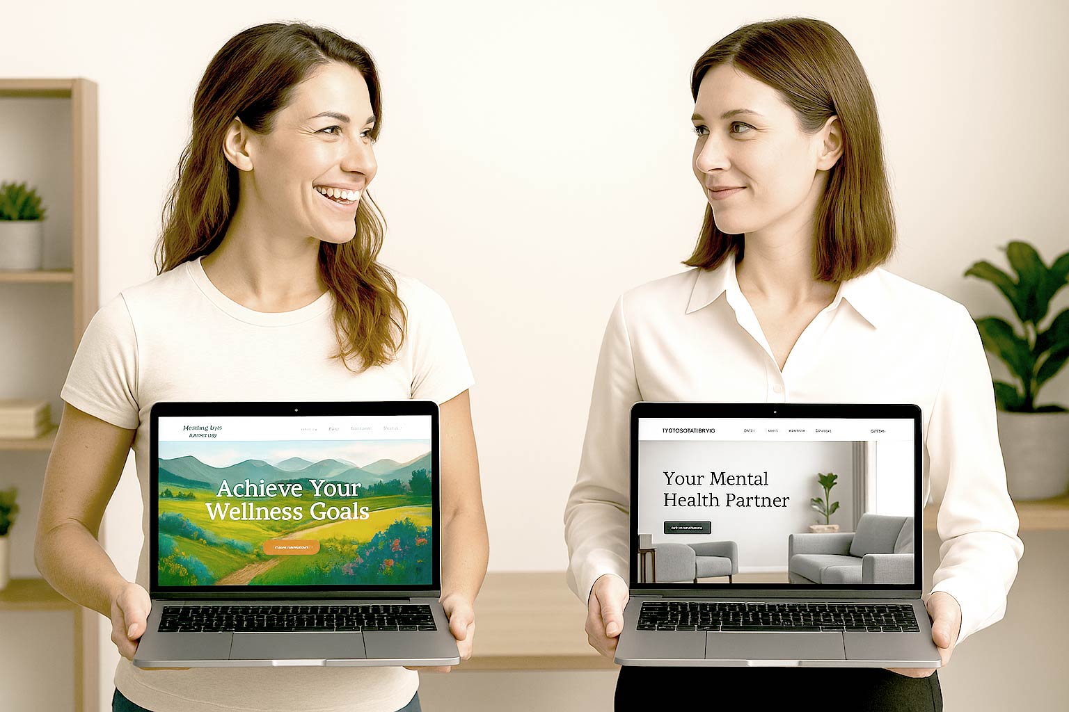 Mann steht lächelnd in Praxisräumen und hält eine Mappe in der Hand