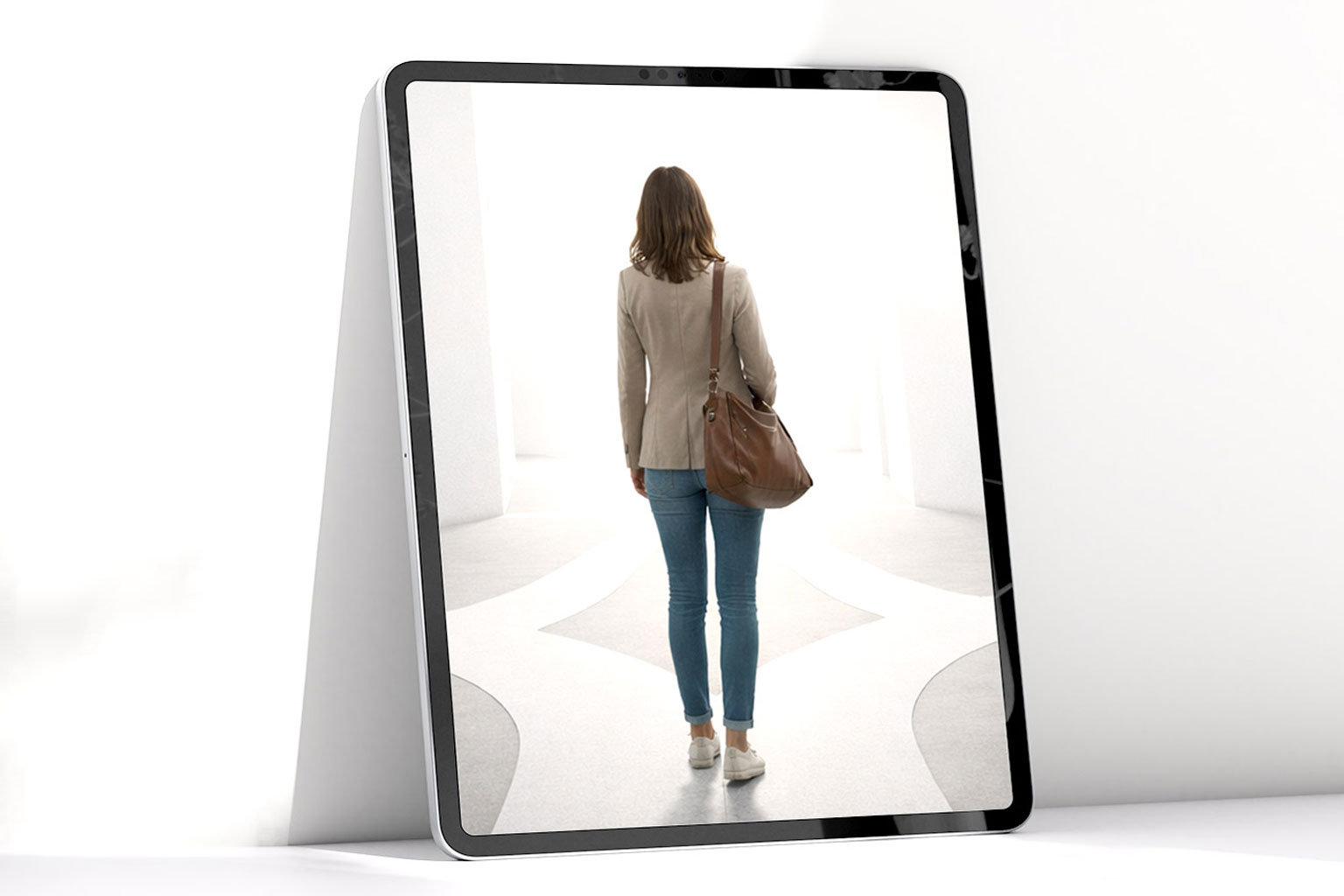 Person vor Weggabelung als Symbol für neue Beratungsangebote und Entscheidungsfindung