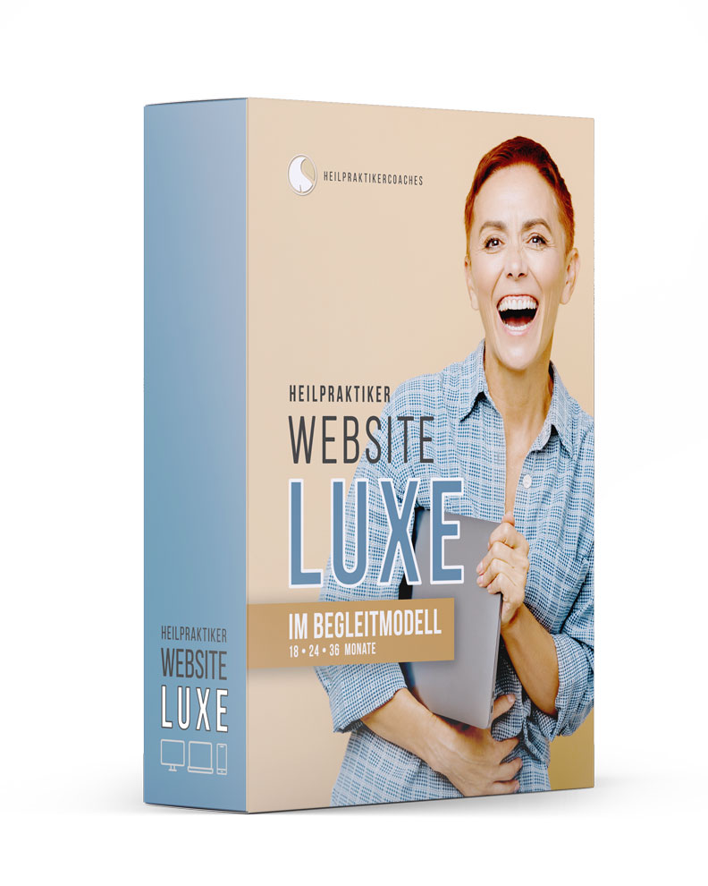 Boxgrafik des Angebots Website Coaching LUXE für Heilpraktiker im Begleitmodell
